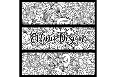 Horizontal flyers with ethnic pattern