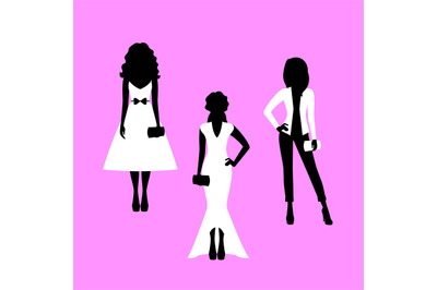 Woman model silhouettes set