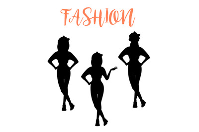 Fashion woman silhouette in different poses