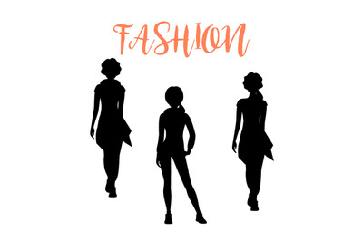 Fashion woman silhouettesa in loose clothes