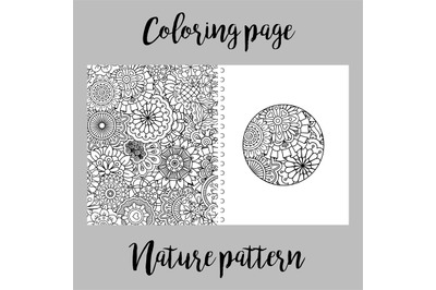 Coloring page with nature pattern