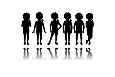 Girl black silhouettes with reflection