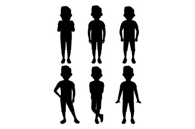 Teenage boy silhouette set