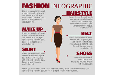 Girl in brown dress fashion infographic