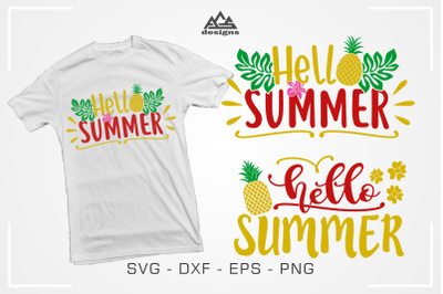 Hello Summer Pineapple Svg Design