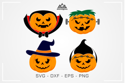 Cute Pumpkin Halloween Monster Head Svg Design