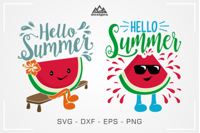 Hello Summer Watermelon Svg Design