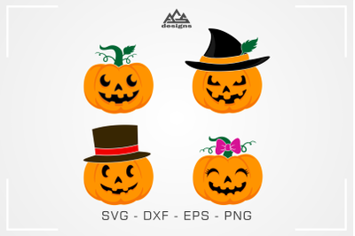 4 Cute Pumpkin Halloween Svg Design