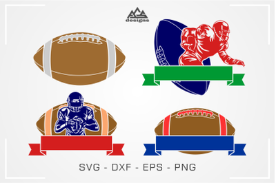 Football Player Ribbon Svg Design