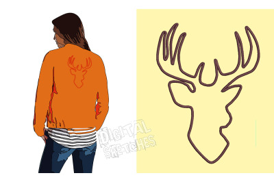 Deer Applique Design, Deer Head Embroidery Design, Deer Embroidery