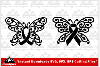 Butterfly Cancer Awareness Ribbon Svg Design