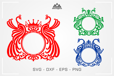 3 set Peacock Monogram Frame