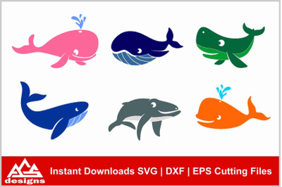 Cute Whale Pack Svg Design