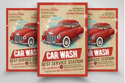 Car Wash Service Station Flyer Template