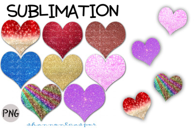 Glittered Hearts Bundle PNG Sublimation