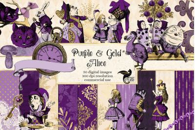 Purple and Gold Alice in Wonderland Graphics