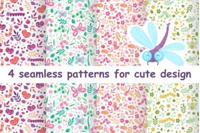 Floral animal cute seamless patterns for baby