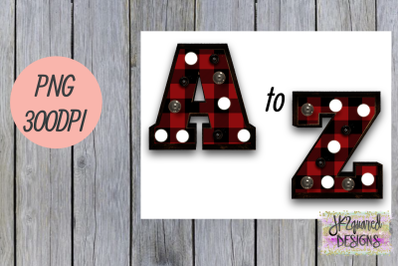 Red Plaid Marquee Letters