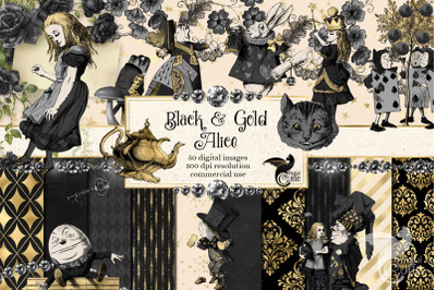 Black and Gold Alice in Wonderland Graphics