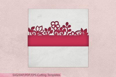 Floral Belly Band Gift Wrapper svg dxf pdf laser cut Wedding