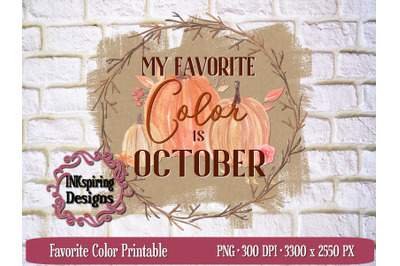 Favorite Color October PNG, JPG Printable