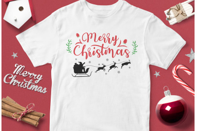 Merry Christmas santa and deer - funny christmas quotes svg