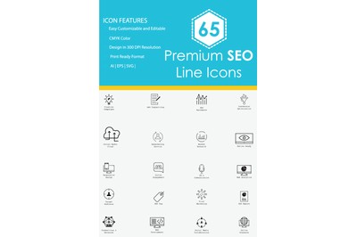 65 Premium SEO Line Iconset