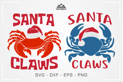 Santa Claws Christmas Crab Svg Cuttable Design