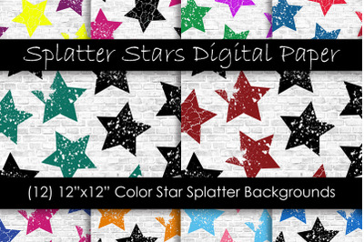 Stars Pattern Digital Papers - Multi-Color Star Backgrounds