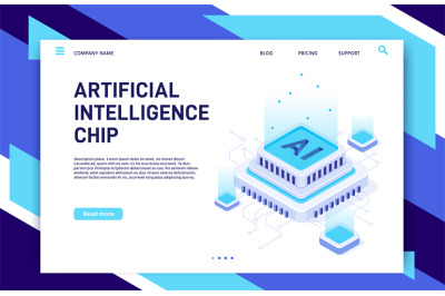 Artificial Intelligence chip. Machine learning technology, computer el