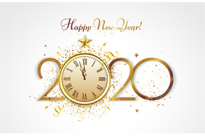 Happy New Year greeting card. Golden 2020 countdown, christmas party c