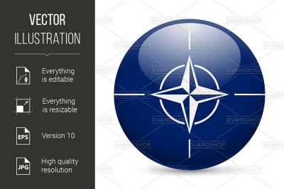 Round glossy icon of NATO