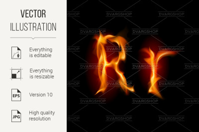 Fiery font. Letter R