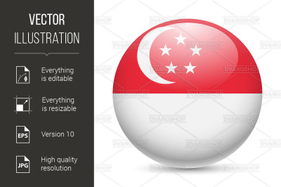 Round glossy icon of Singapore