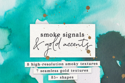 Watercolor and gold textures pack