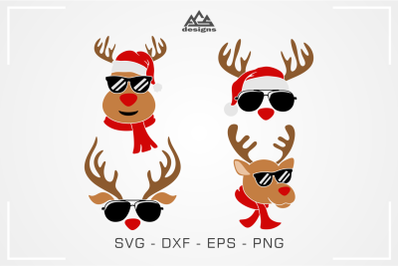 Hipster Reindeer Christmas Svg Cuttable Design