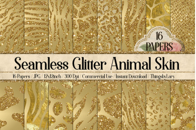 16 Seamless Gold Glitter Animal Skin Prints Digital Papers