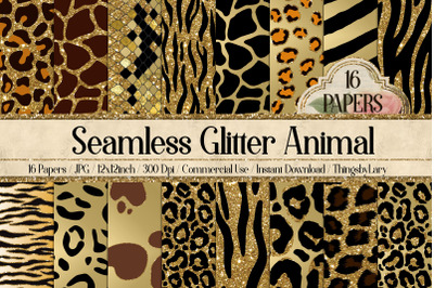 16 Seamless Glitter Animal Skin Cheetah leopard zebra Papers