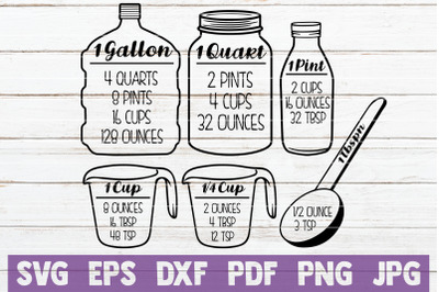 Measurement Cheat Sheets SVG Cut Files