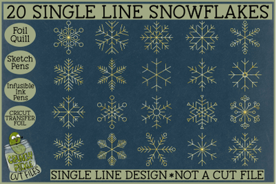 Foil Quill Snowflakes, Single Line Sketch SVG