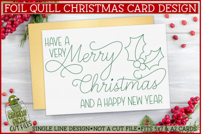 Foil Quill Christmas Card&2C; Merry Christmas Single Line SVG
