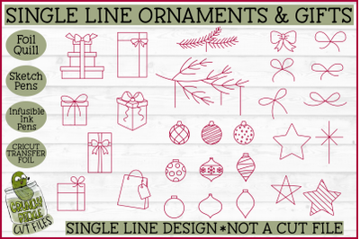 Foil Quill Christmas Ornaments &amp;amp; Gifts&2C; Single Line SVG