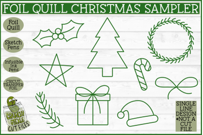 Foil Quill Christmas Sampler Single Line Sketch SVG