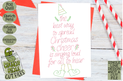 Foil Quill Christmas Card - Christmas Cheer Elf Phrase