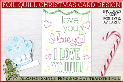 Foil Quill Christmas Card - I Love You Single Line SVG