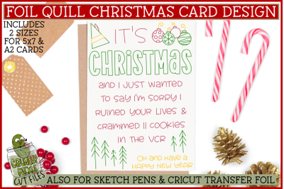 Foil Quill Christmas Card - I&amp;&23;039;m Sorry Elf Single Line SVG