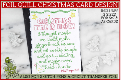 Foil Quill Christmas Card, Single Line SVG, Elf Invitation