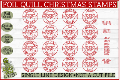 Foil Quill 16 Christmas Stamps&2C; Single Line Sketch SVG