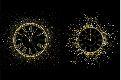 New Year gold Clock