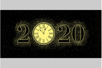 New Year gold Clock 2020